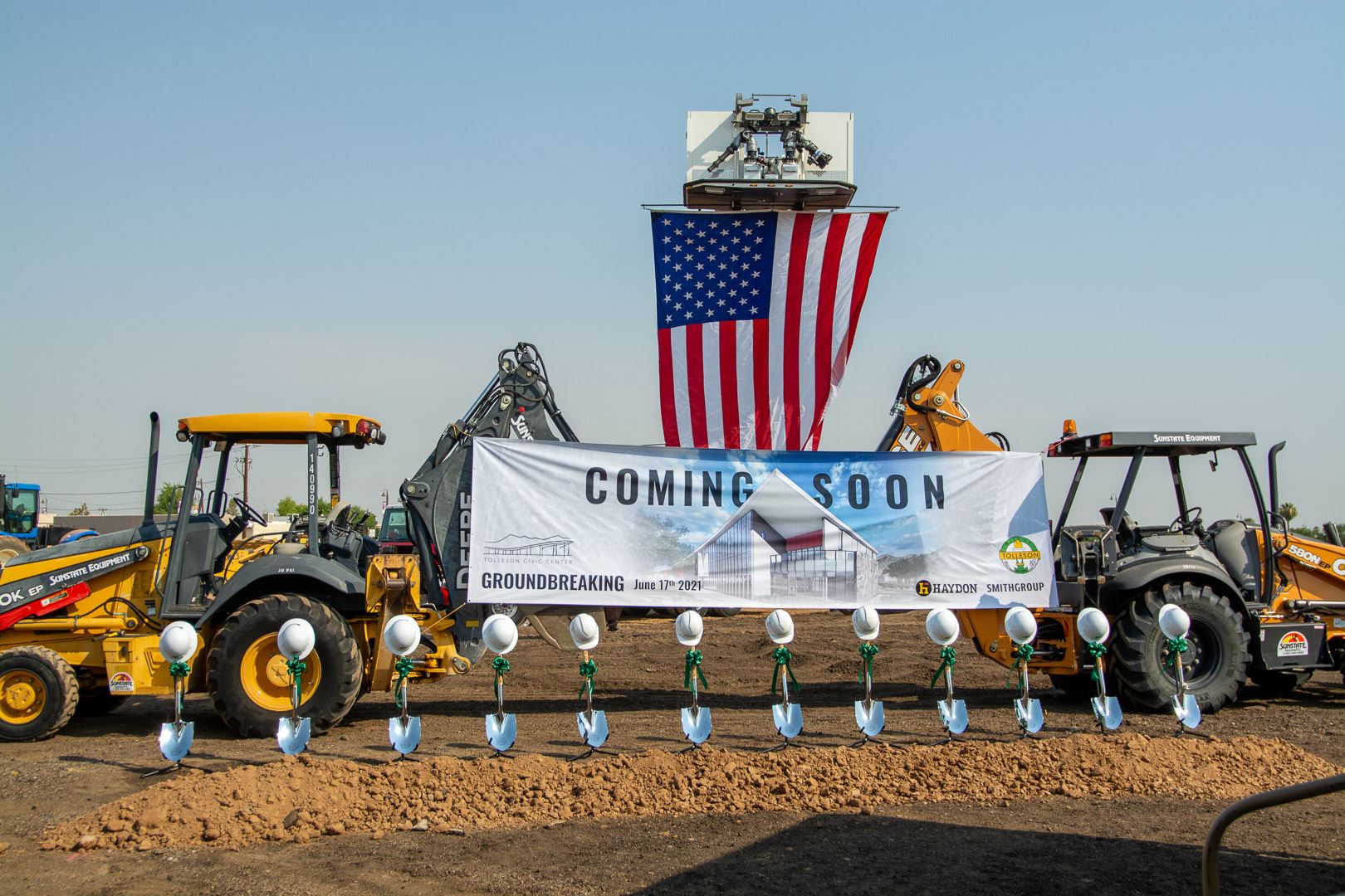 Tolleson Shovels at Berm and US Flag
